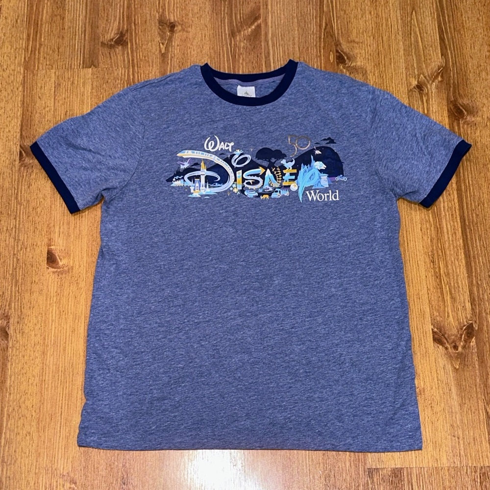 Walt Disney World 50th Anniversary 2021 Blue Ringer Tee Shirt Large